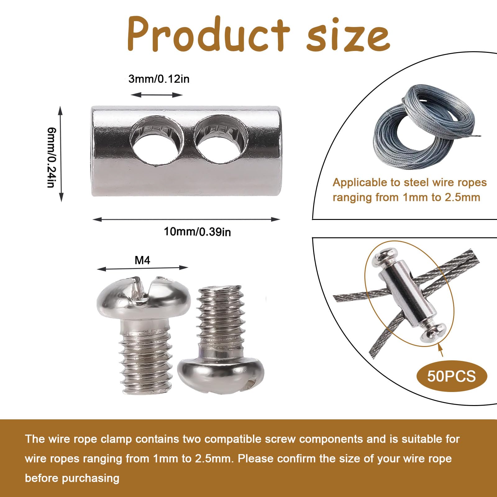20pcs New Upgrade Steel Wire Rope Cable Clamp/double Hole Stainless - View #7