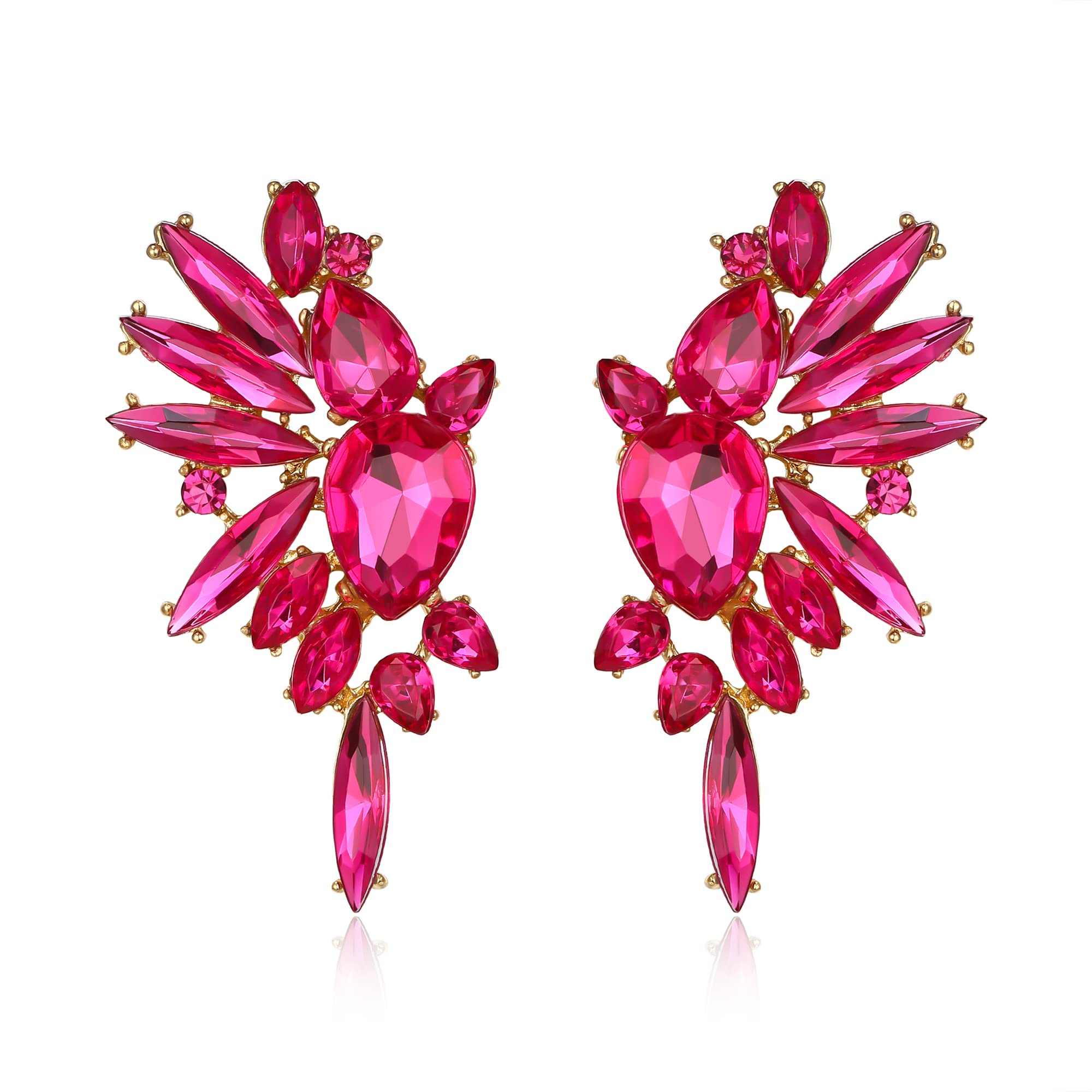 EVER FAITH Pendientes Mujer Diamantes de Imitación de la Vendimia Elegante Marquesa de Color Gota de Cristal Cuelgan Aretes