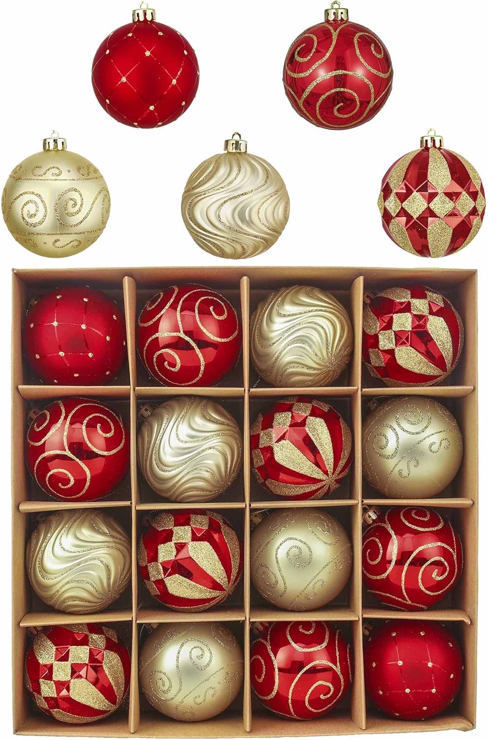 Boules de Noël rouge et or 80 mm pour raviver la magie des fêtes traditionnelles