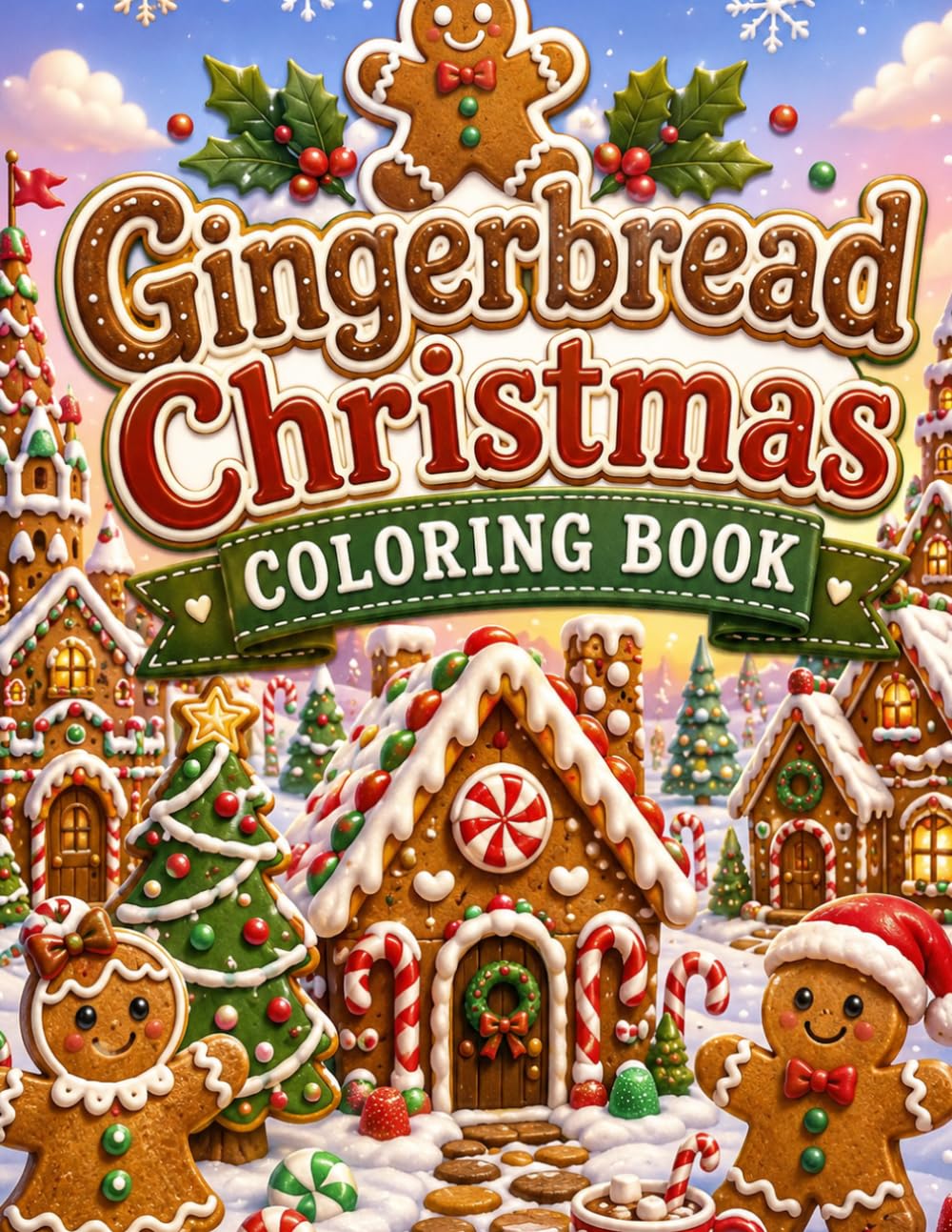Gingerbread Christmas Coloring Book: Festive Holiday Scenes of Candy Cottages, Sweet Bakeries and Cozy Winter Treats for All Ages