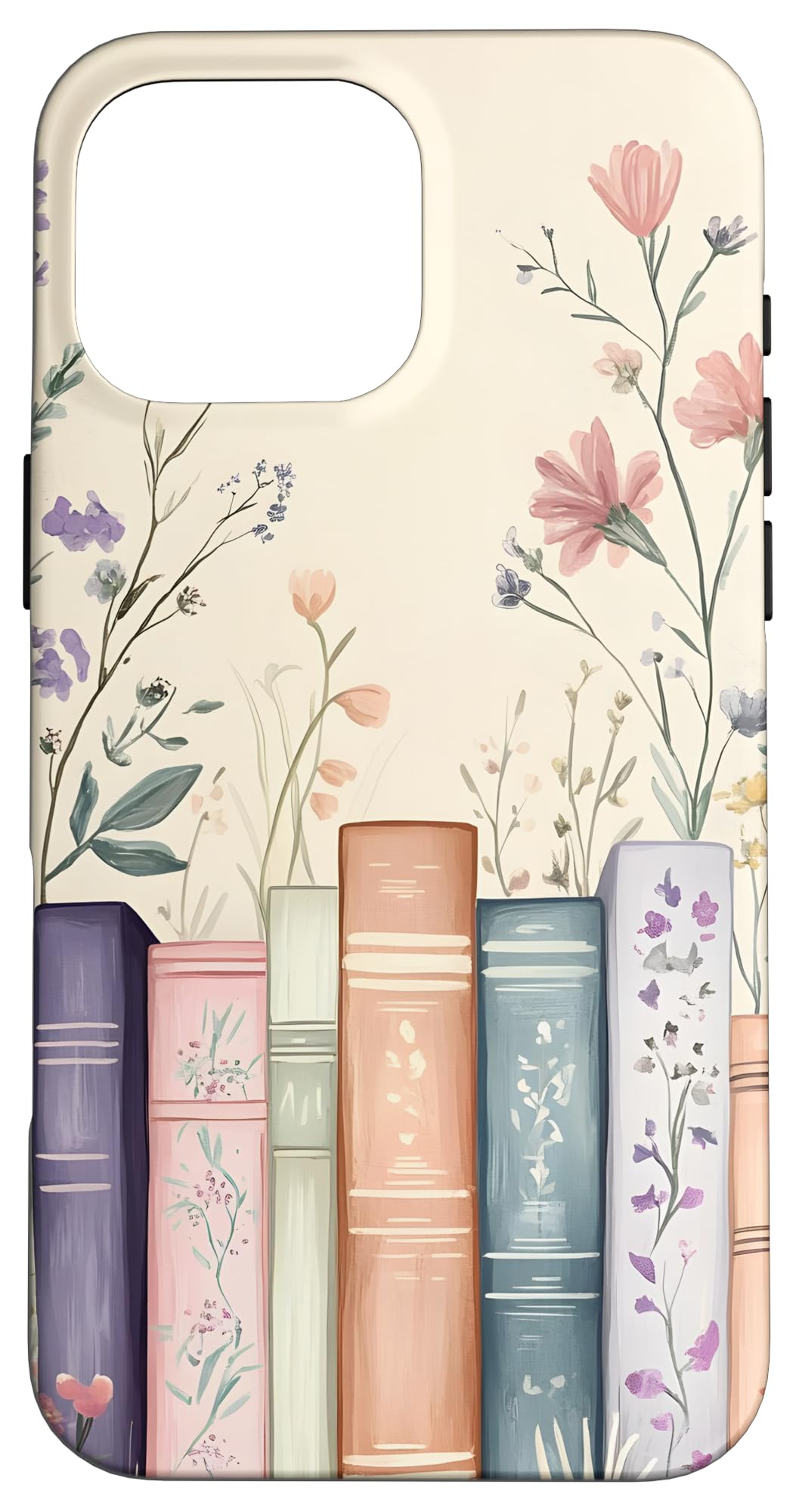 Book Lover Floral Pastel Yellow Wildflowers Book Theme Case for iPhone 16 Pro Max