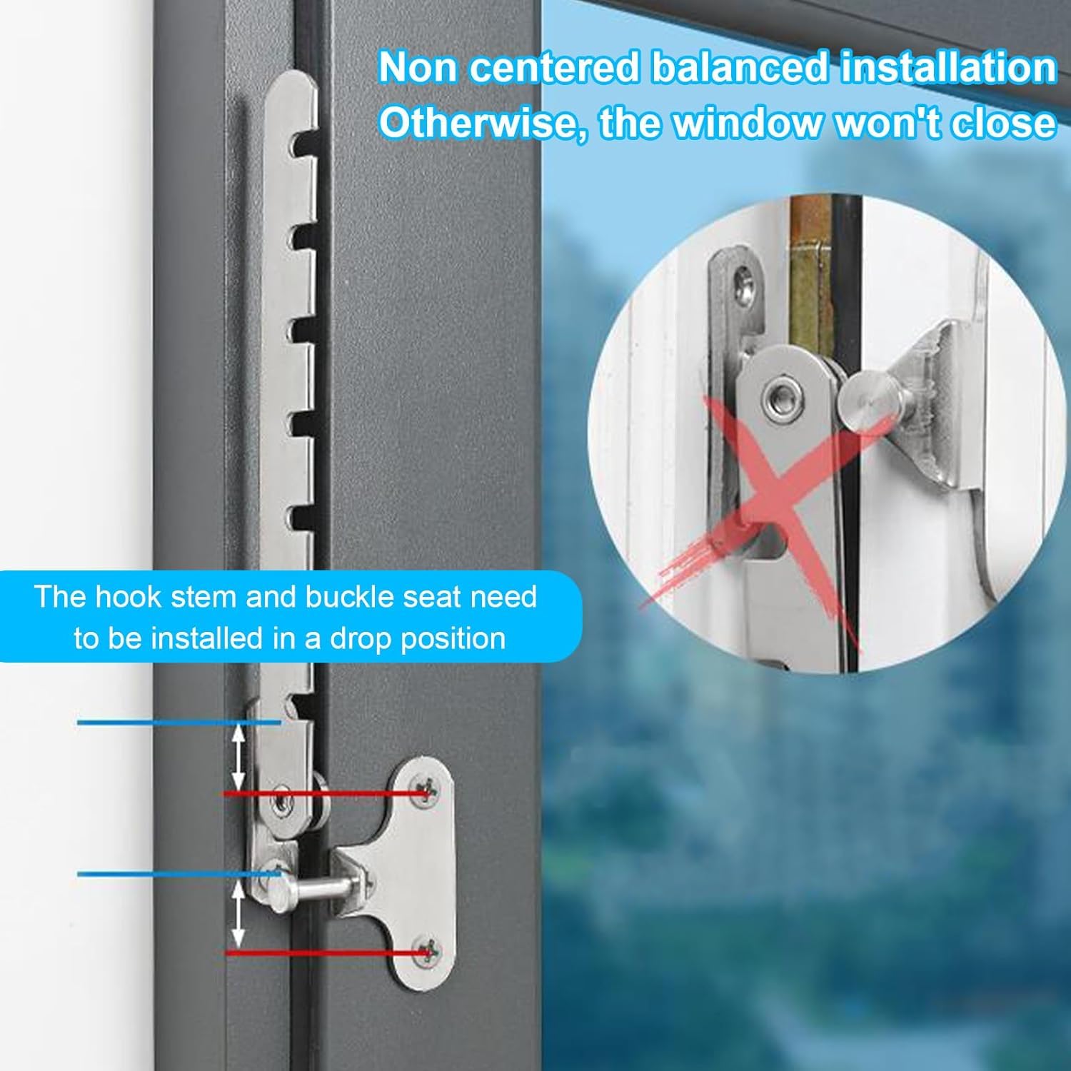Pestillo restrictor de ventana, paquete de 4, gancho de viento para ventana, cerraduras de seguridad ajustables para ventanas, cerraduras de seguridad restringidas a prueba de niños, acero