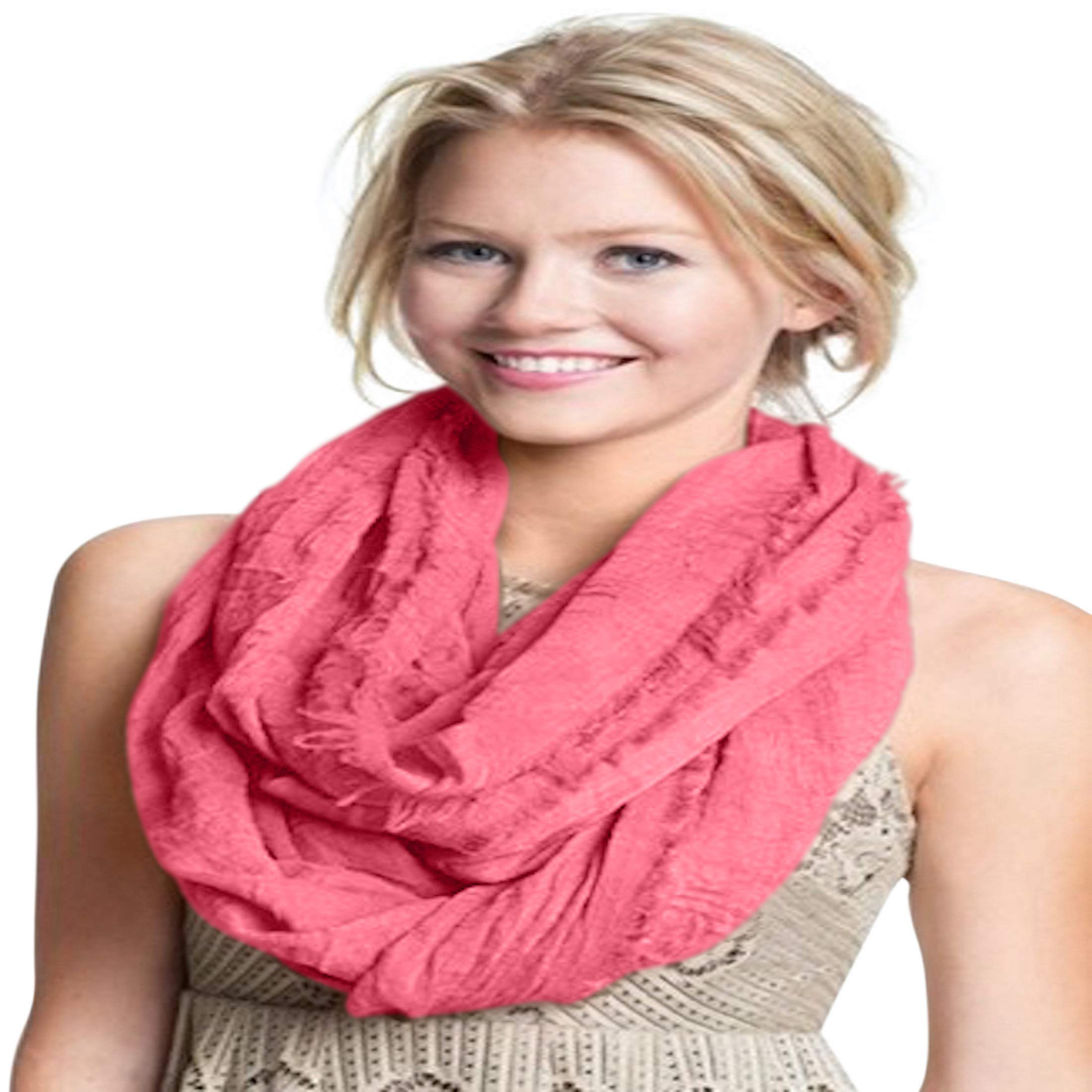 CJ Apparel Coral Pink Mobius Infinity Scarf Seconds Snood Cowl Circular Tube Round Shawl Pashmina