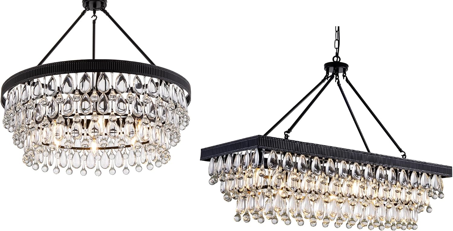 Amazon.com: TOCHIC Crystal Chandeliers, 3 Tiers Black Crystal ...