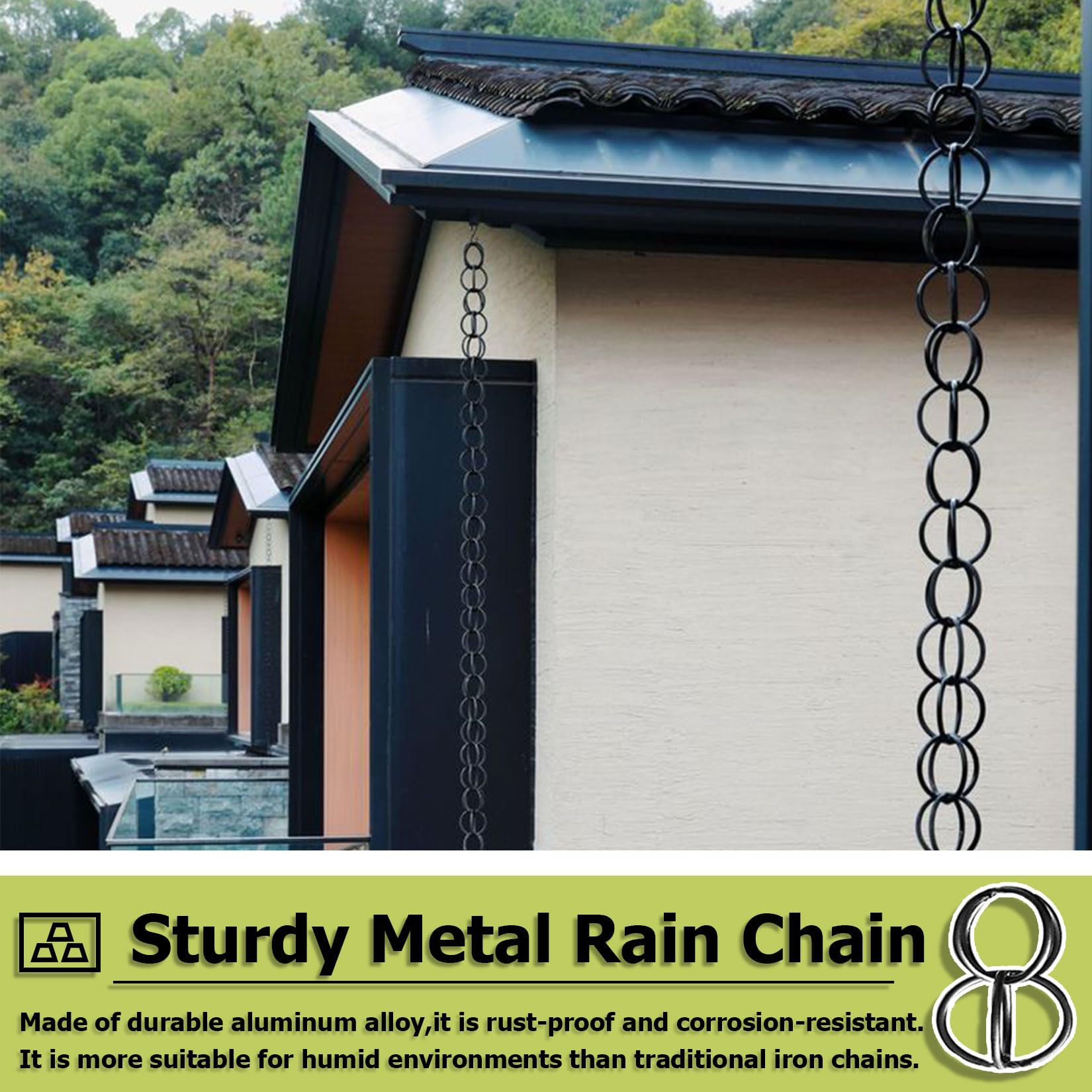 Catene Antipioggia per Grondaie,Catena Antipioggia per Grondaie,Drenaggio ad Alta Efficienza,Pratica ed Elegante,Ricambio Perfetto per Pluviali,Per Giardino Casa Gazebo Esterno Tettoia Copertura 8ft