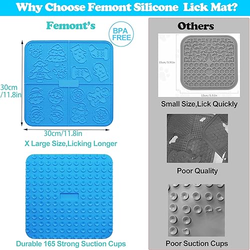 Miniatura 4 de Femont Tapete grande para lamer perro, tapete de alimentación lenta con 165 ventosas fuertes para mantequilla de maní, almohadilla para lamer sin