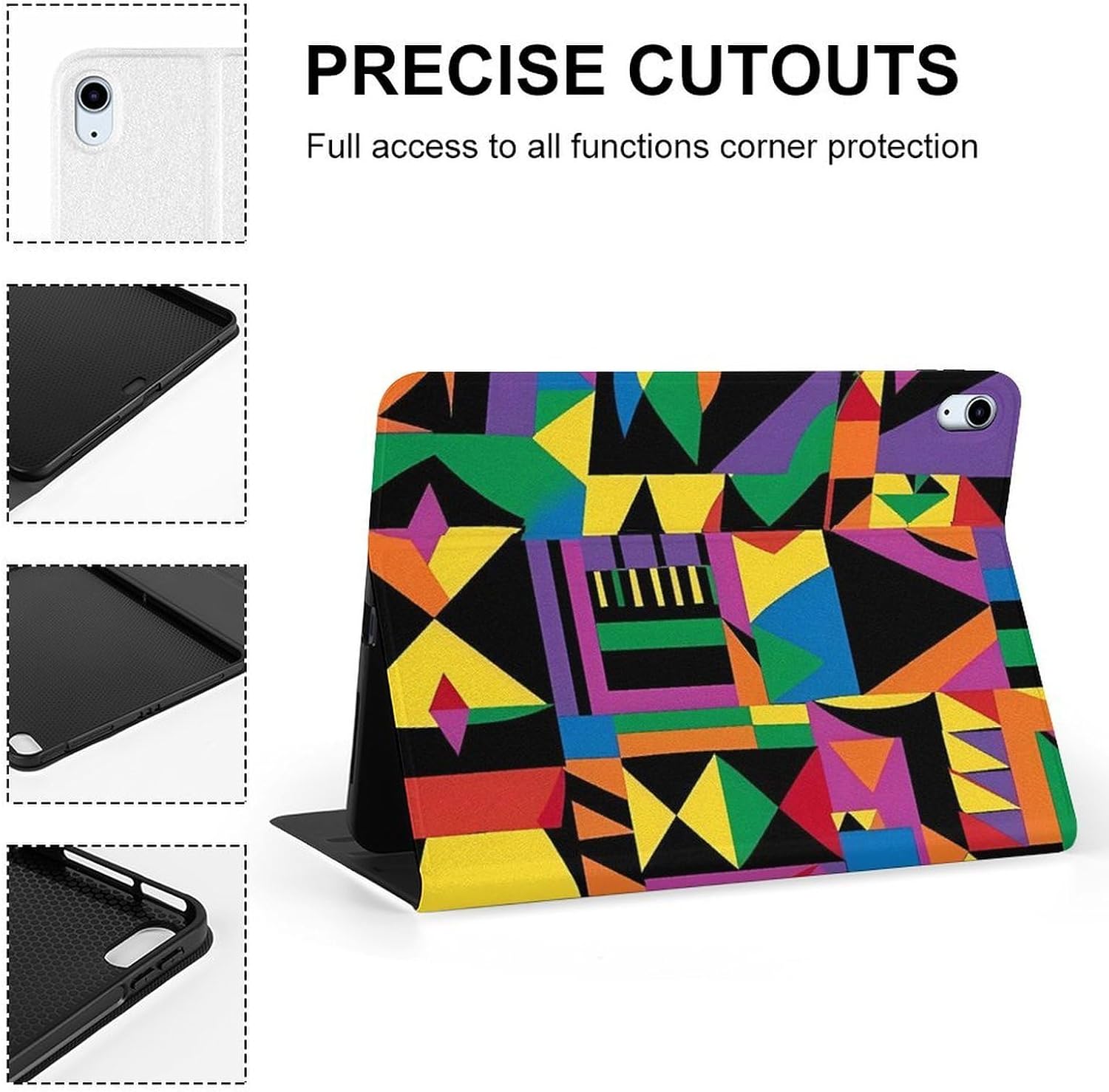 African Geometric Printed Case Trifold Stand Protective Cover Compatible with ipad Air5/air4 (10.9in) /ipad Pro 2018(11in)