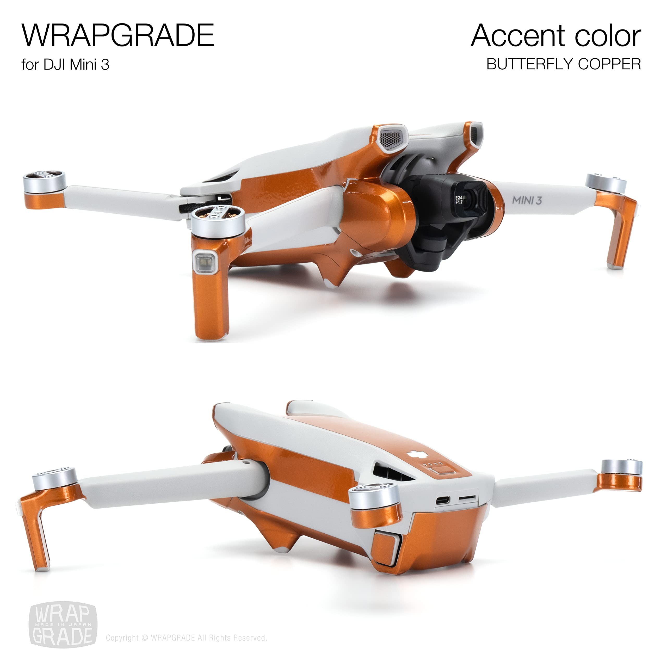 WRAPGRADE Skin Stickers Compatible with DJI Mini 3, Butterfly Copper - Image 4