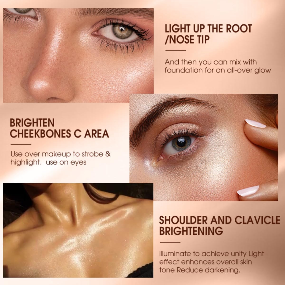 KARLOR Body Shimmer Oil Face Highlighter Oil Body Highlighter Shimmer Glow Body Face Shimmer Glitter Makeup Sparkle Liquid Body Glitter Illumination Hydration(05#chamgpagne) - Image 3