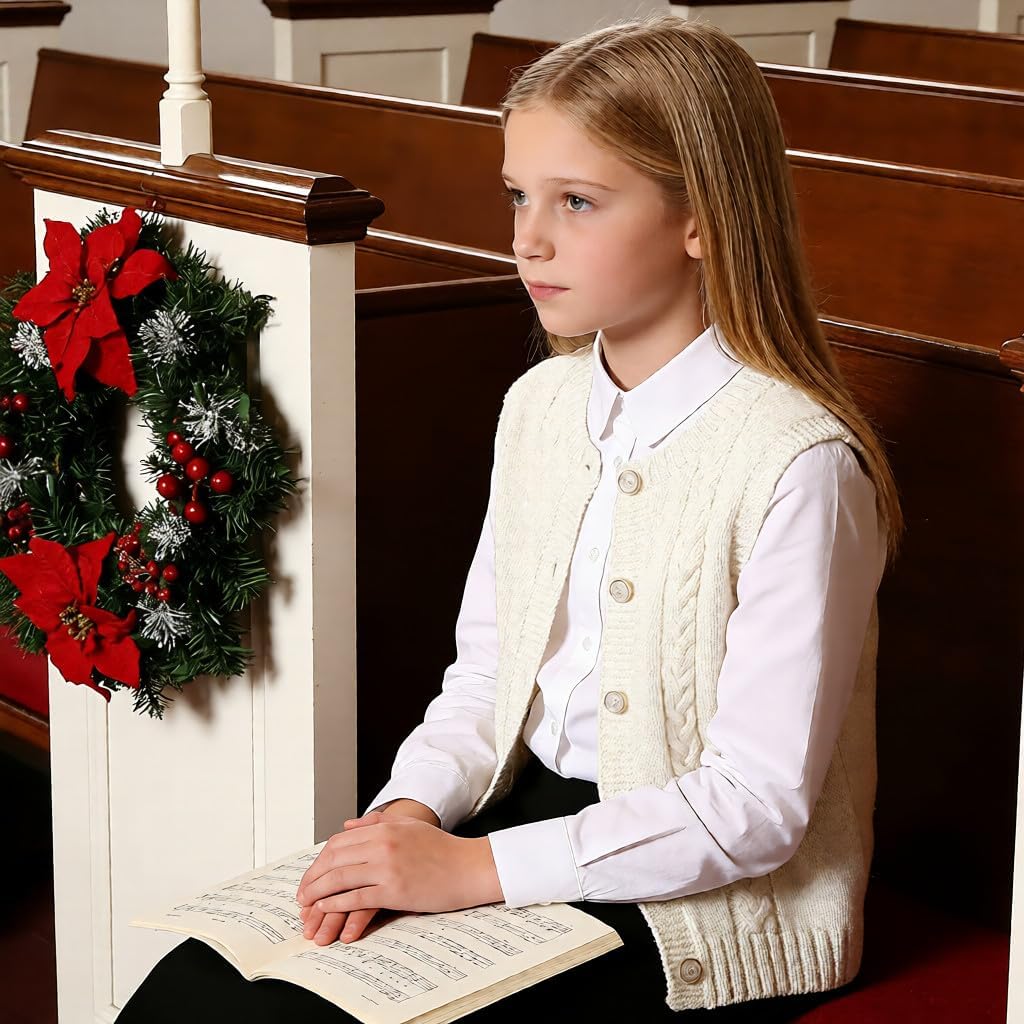 Bienzoe Girls Shirt Long Sleeve: White Button Up Kids School Uniform Cotton Oxford Collared Puff Dress Blouse - Image 8