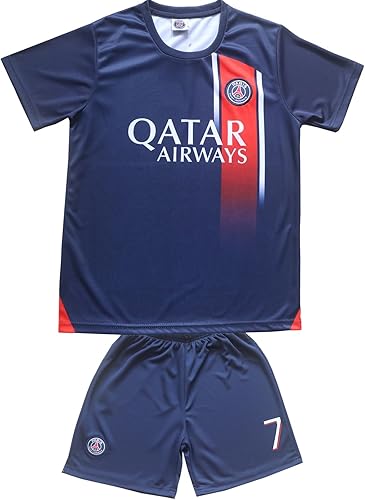 Miniatura 2 de París Home #7 Mbappe - Juego de calcetines cortos de fútbol para niños, 20232024, tallas juveniles