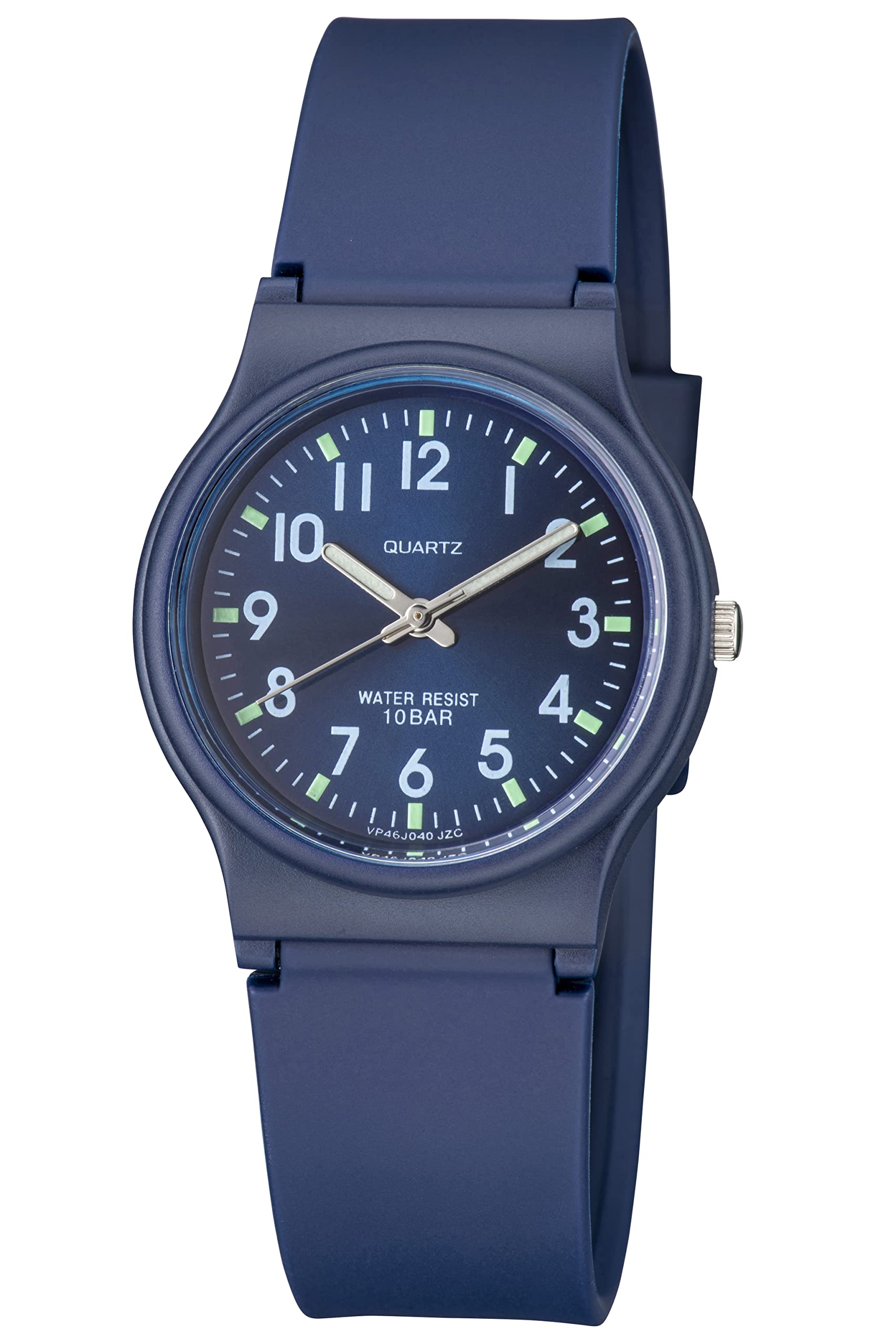 Men's Classic Quartz Watch with Resin Strap, Blue, 100 Meter Water Resistant