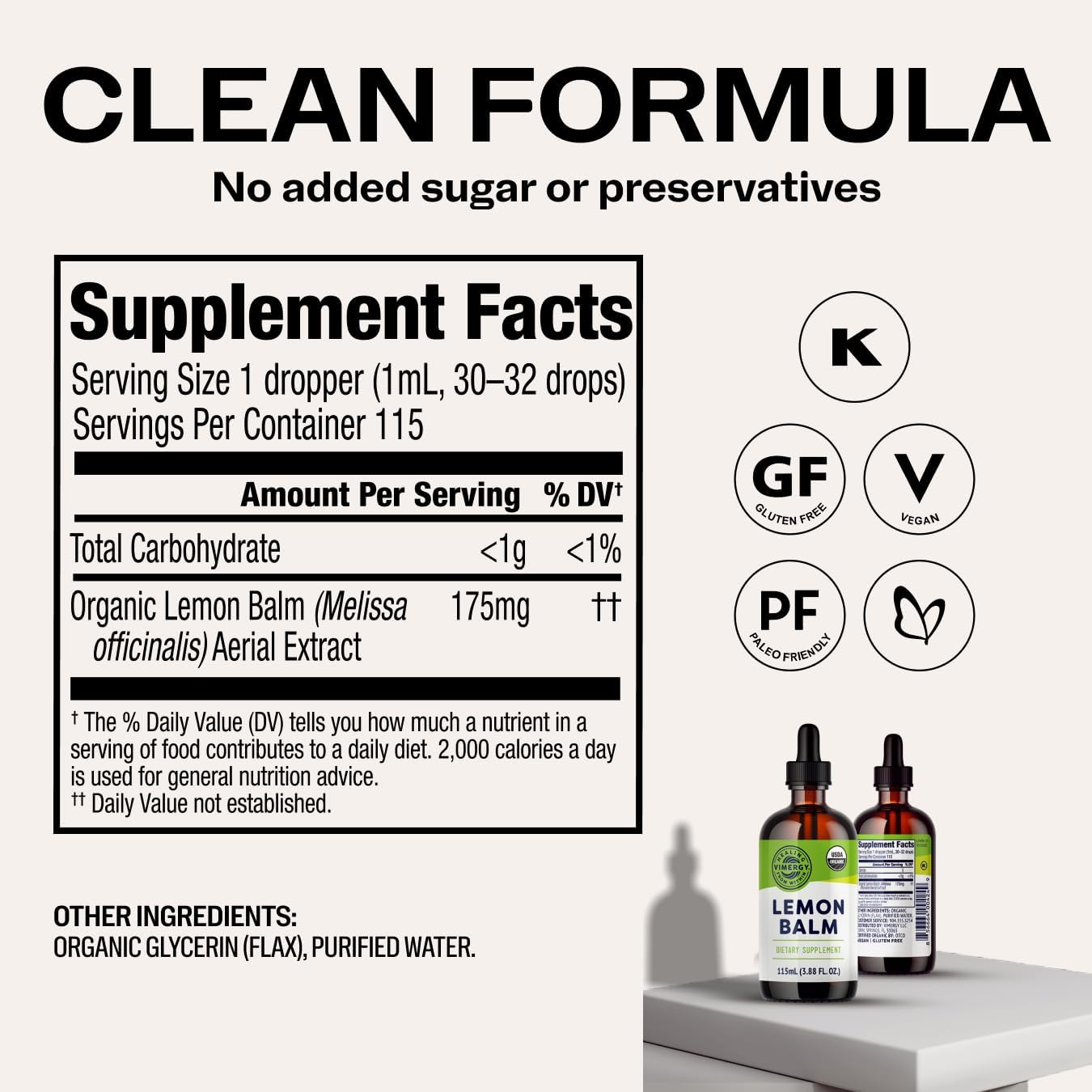 Vimergy USDA Organic Lemon Balm Tincture Herbal Supplement – Can be Used in Tea - Non-GMO, Alcohol-Free –115 mL (1 mL/Serving) - Image 4