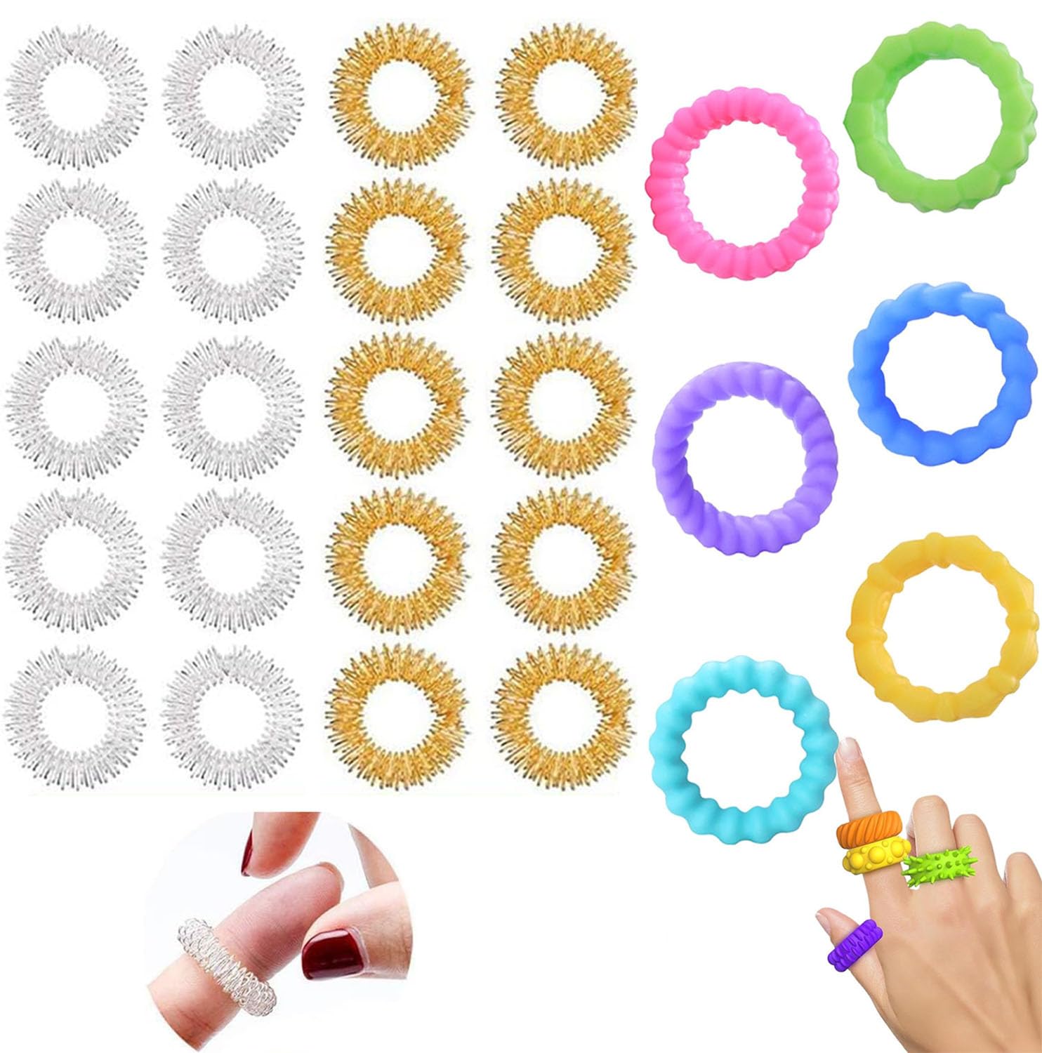 Amazon.co.jp: スパイキー感覚指リング - 不安を和らげ、落ち着かせ