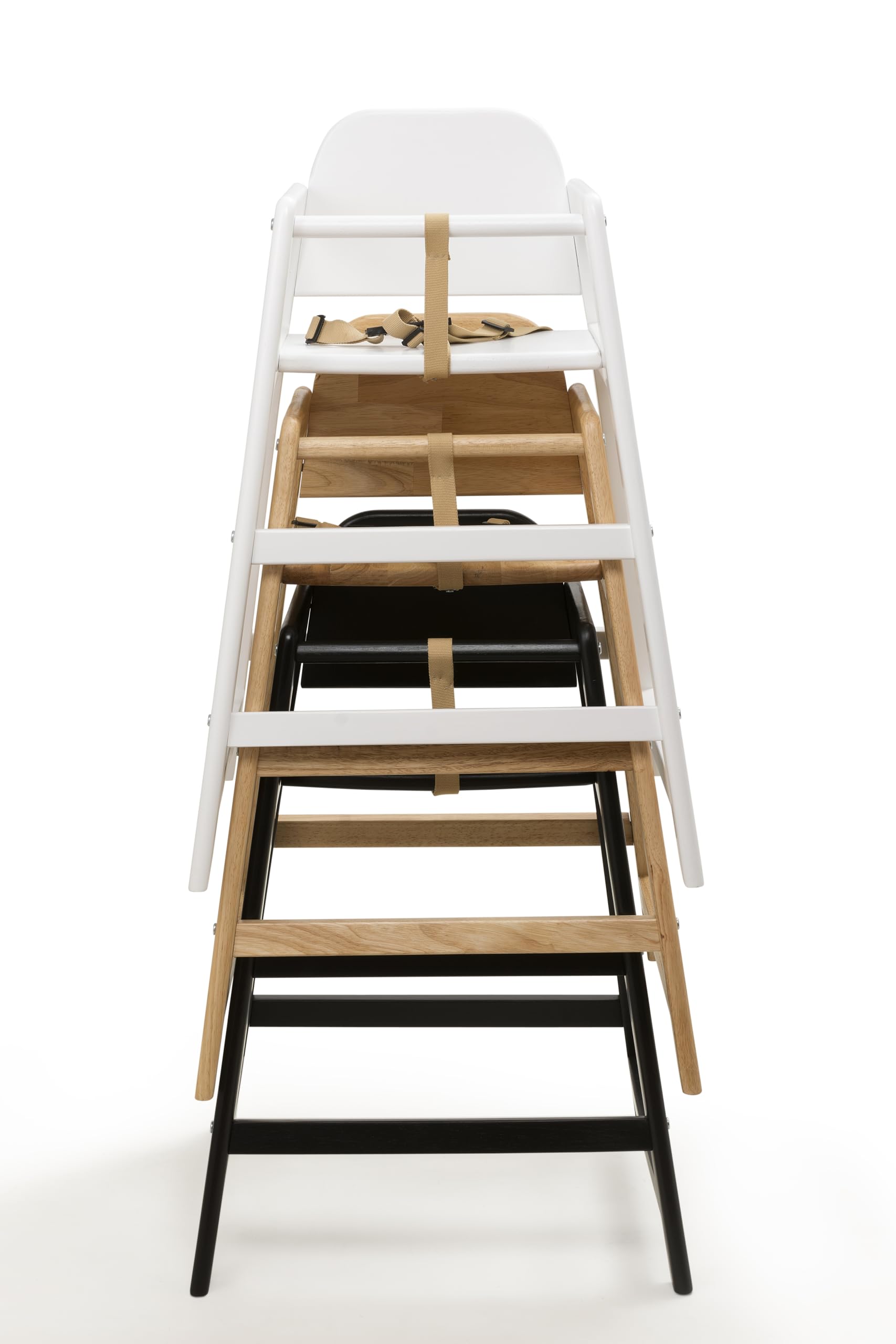 Safetots Simply - Silla alta apilable de madera, natural, trona para bebés y niños pequeños, elegante y práctica, trona para tu hogar o silla alta que ahorra espacio para restaurante