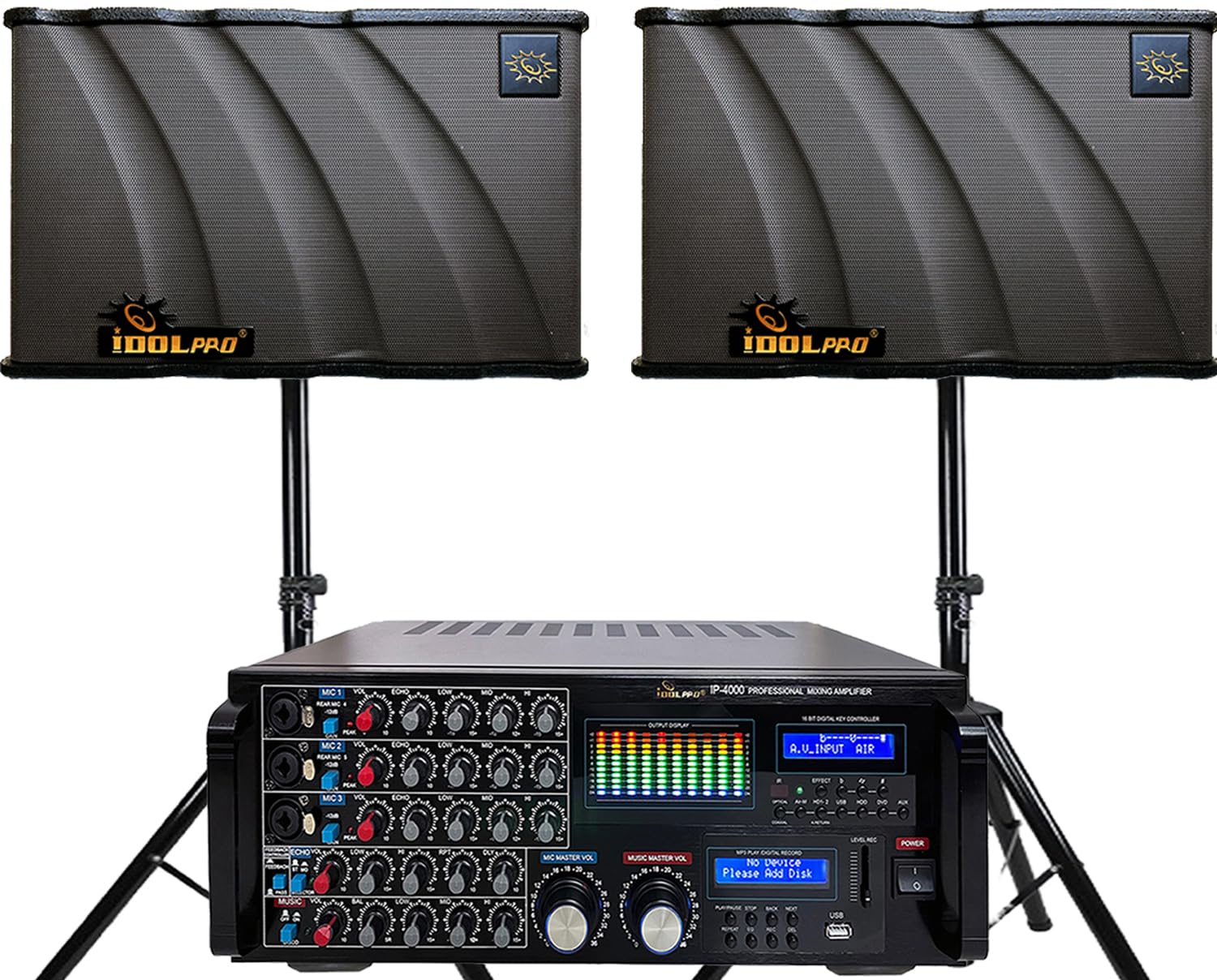 IDOLpro 3000W Home Karaoke System with New Bluetooth Mixing Amplifier and Dual 10