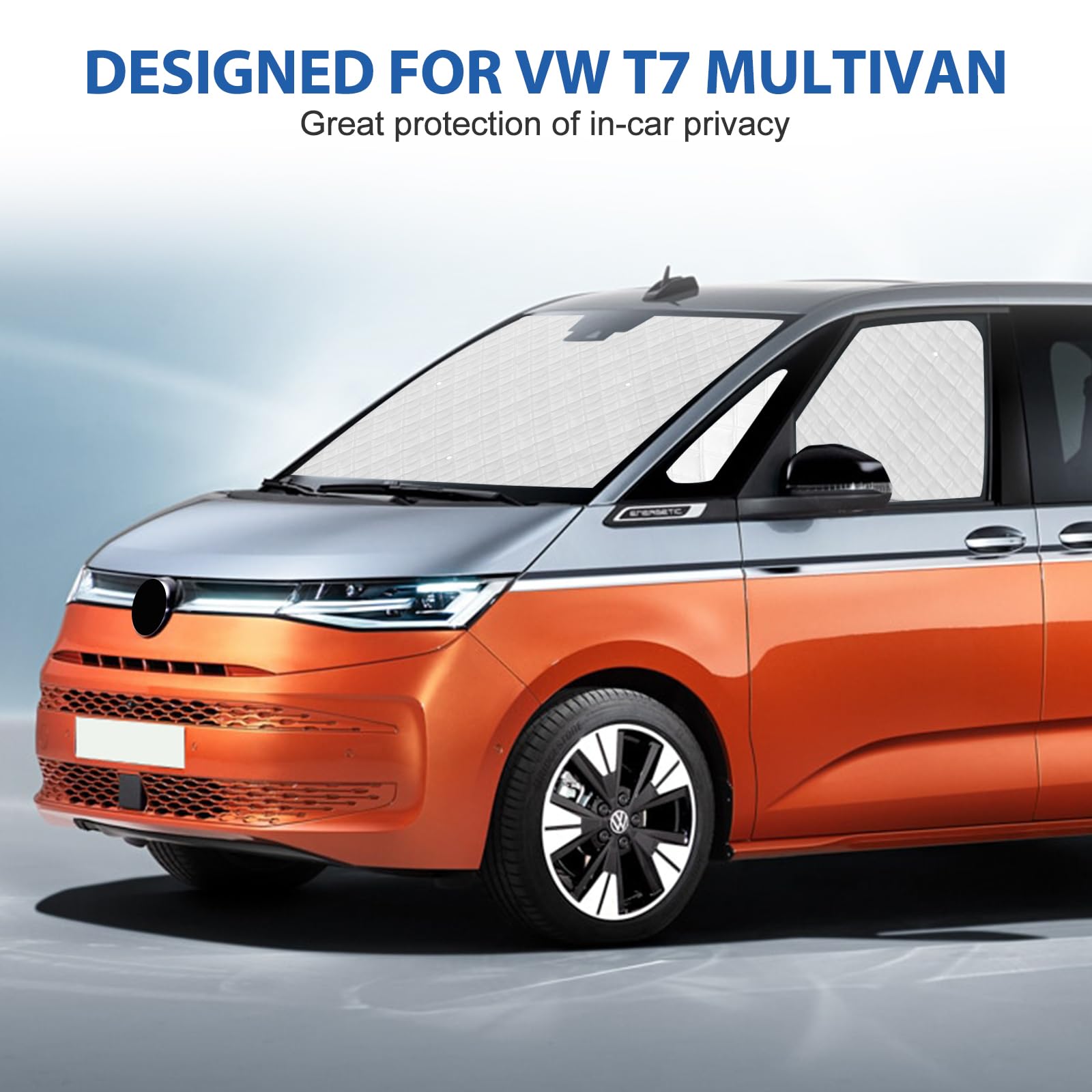 Parasole Auto Parabrezza Anteriore ricambio per VW T7 2021-2026, 3 Pezzi di Tecnologia di lusso Tappetino Termico, Foglio di Alluminio Pieghevole Parasole, ispessito 100% Parasole Parabrezza Anterior