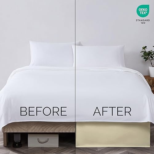 Miniatura 3 de Southshore Fine Linens VILANO Springs faldón para cama plisada, 15 pulgadas, Microfibra, Blancuzco, King