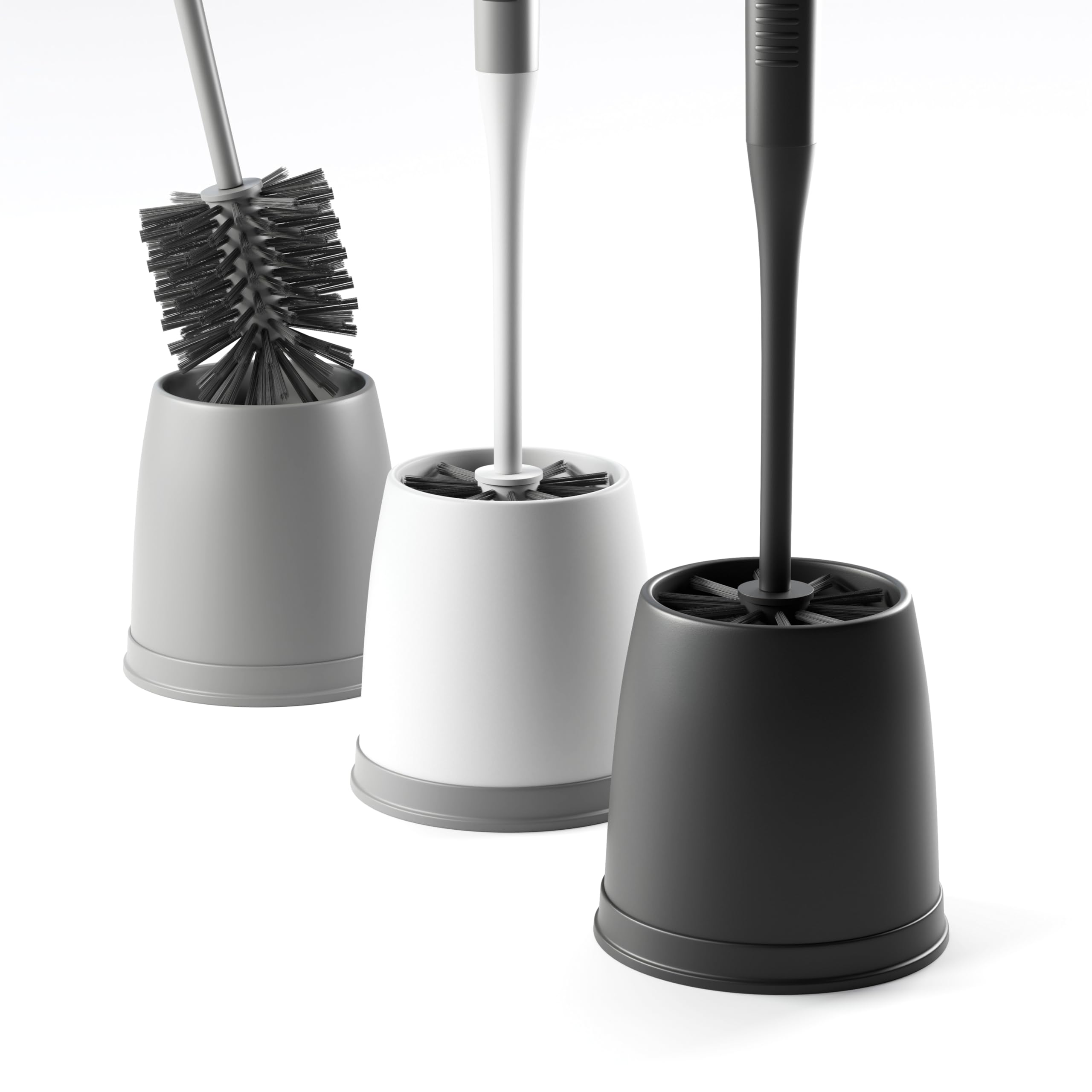 Savega Black Toilet Brush With Innovative Bristles – Non-Slip Toilet Brush And Holder Set – Stylish And Hygienic Design (Matt And Grey)