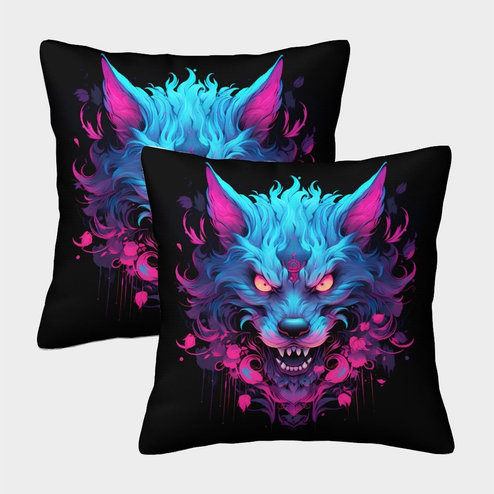 QFVANSIYO 3D Printed Wolf Design Pillowcase Microfiber for Adults Bedroom Bedding Decor Wolf Pattern Pillow Cover 50x50cm