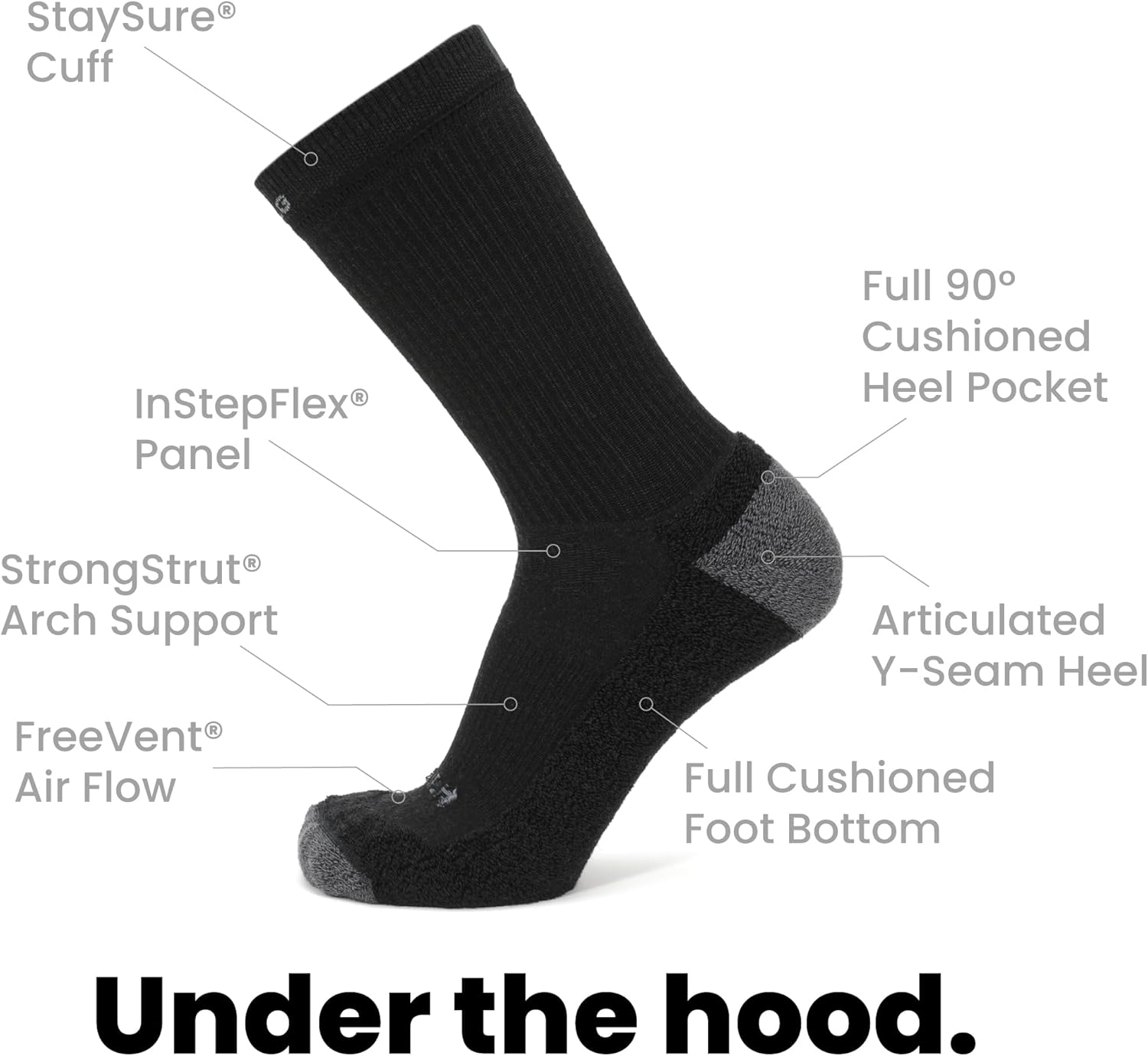 GRIP6 Crew Socks - Merino Wool Socks Made in the USA, Lightweight Wool Hiking Socks, Crew Socks for Men and Women