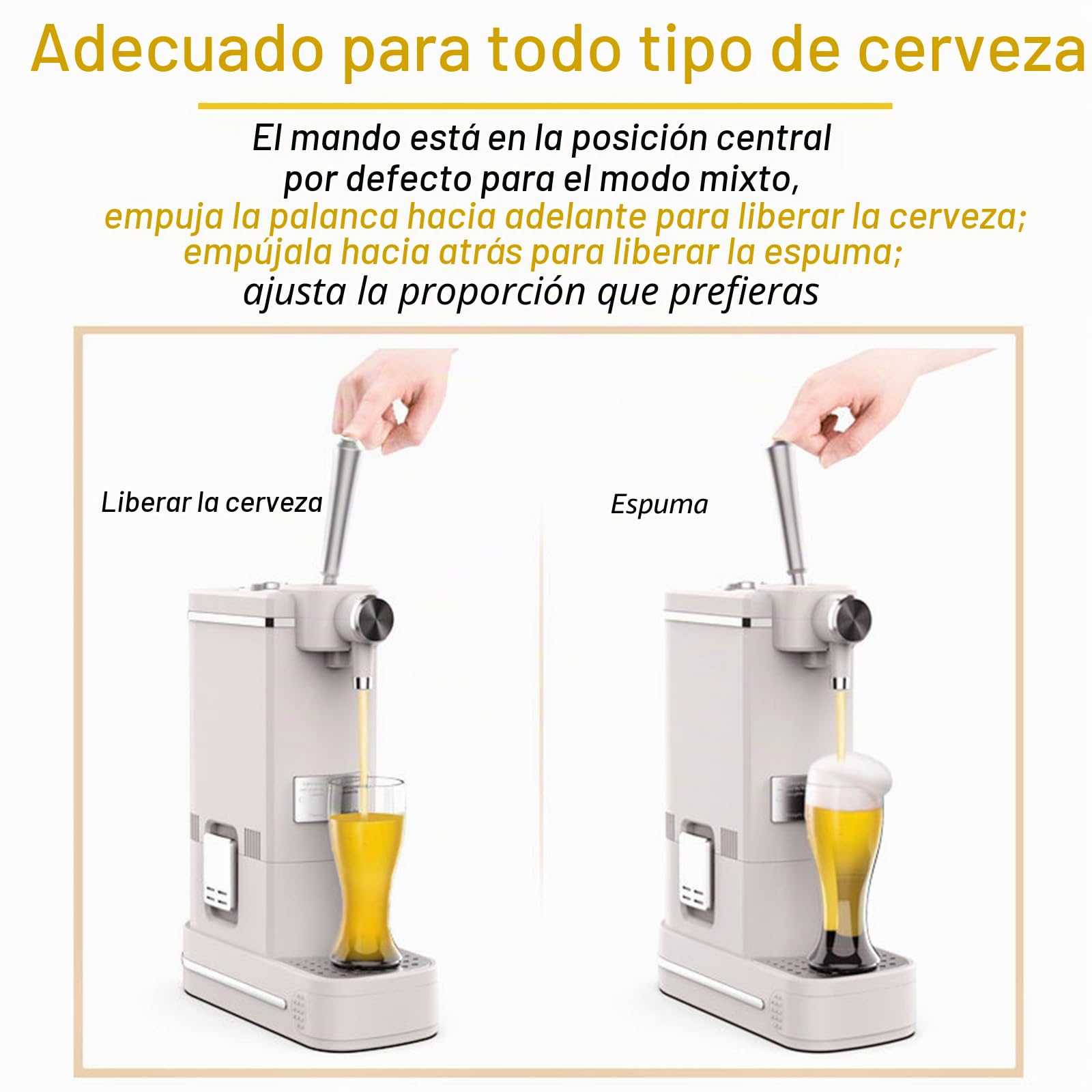 A:Gray,Grifo Cerveza,Dispensador De Cerveza con Enfriador,Máquina De Espuma De Cerveza Ultrasónica,Grifo De Cerveza Portatil