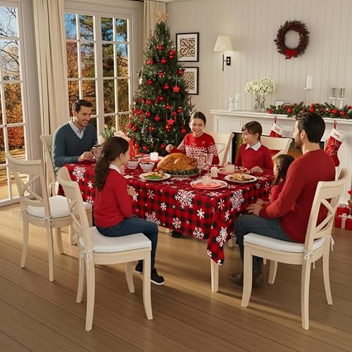 Vista 165 de Smiry Paquete de 10 Manteles Desechables de Cuadros Vichy Azules - 54" x 108" Mantel de Plástico de Servicio Pesado, Cubiertas de Mesa Impermeables