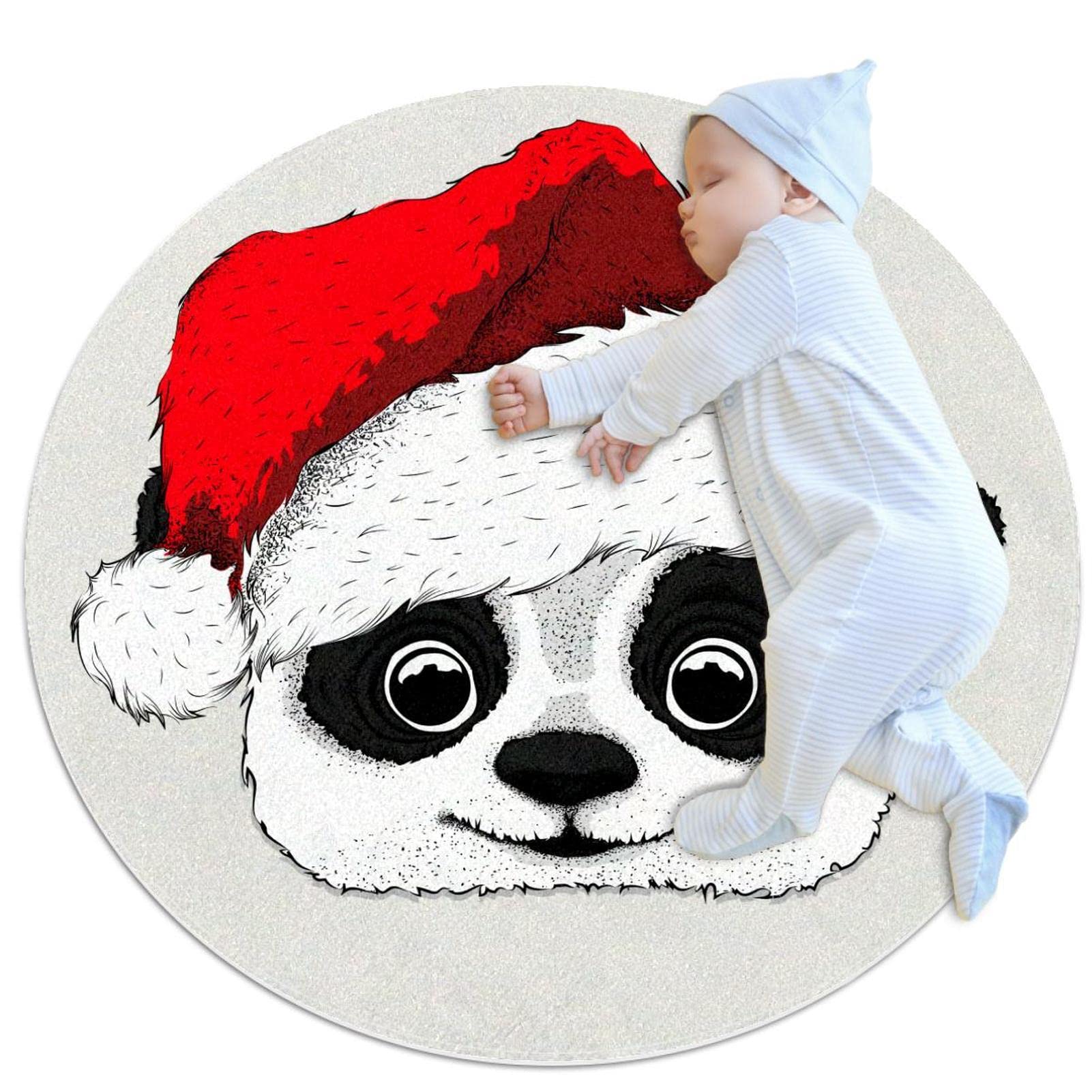 Tapis de bain antidérapant évite les glissades avec son panda rond de 1m