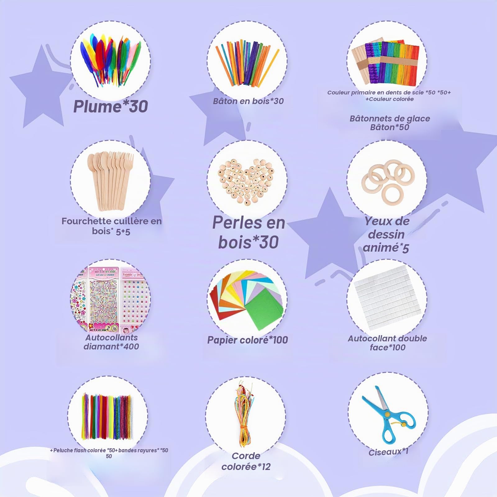 JOTOL Kit Bricolage Enfant,3100+PCS Activites Manuelles pour Enfants,Loisir Creatif avec Cure-Pipe,Pompon,bâton,Perle de Lettre,du scrapbooking,DIY Activites Manuelles