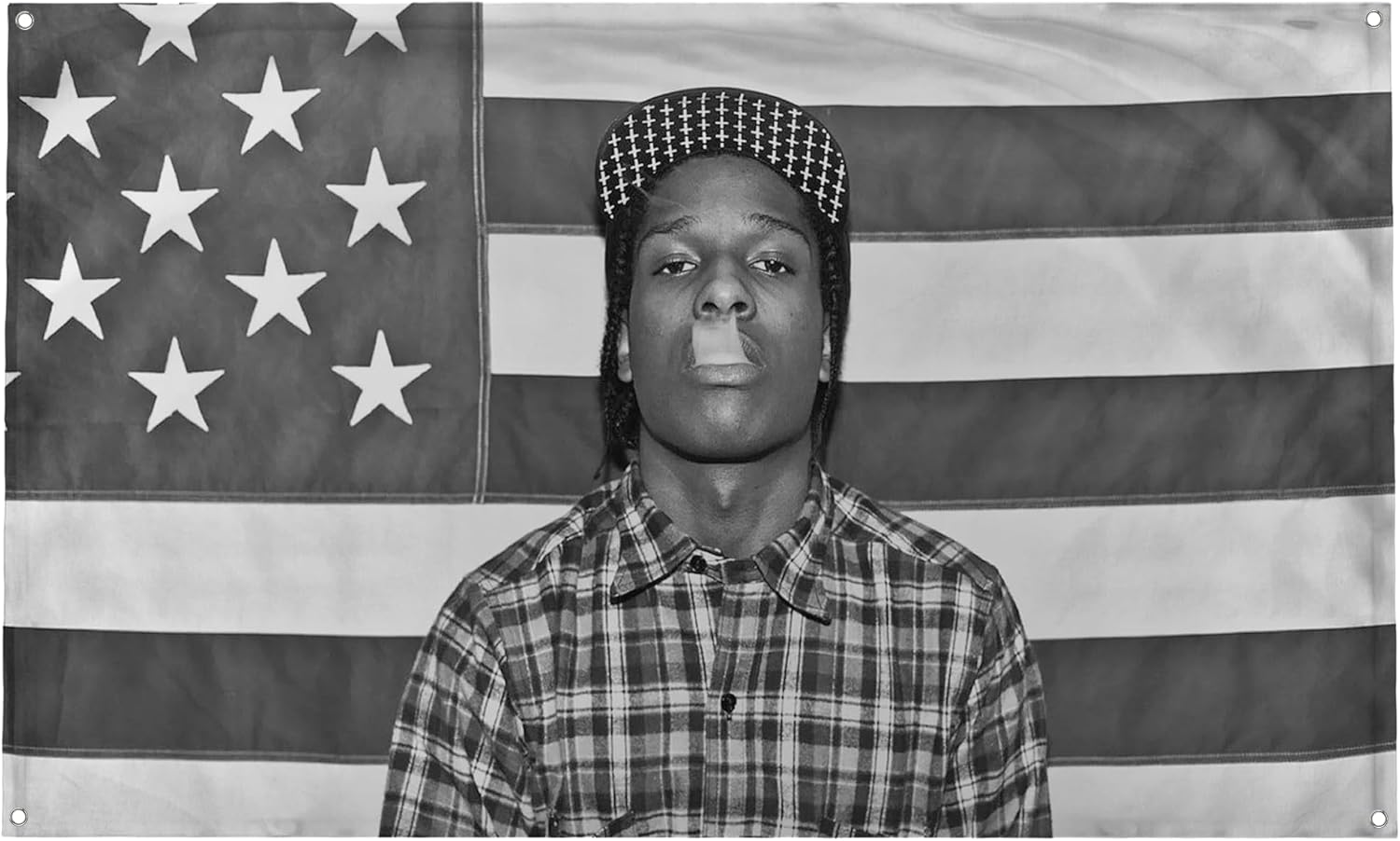 Banger - A$AP Rocky ASAP American Flag Rap Rapper Motivational Inspirational Office Gym Wall Dorm Decor Design on a 3X5 Feet Flag with 4 Grommets for Easy Wall Hanging. Authentic BANGER FLAG