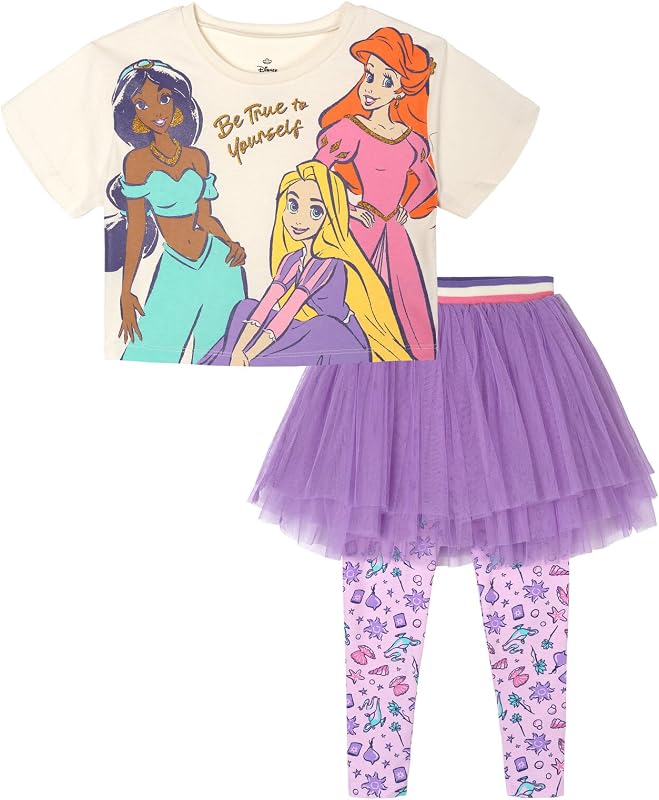 Conjunto de leggings y pollera de malla con remera de Minnie Mouse