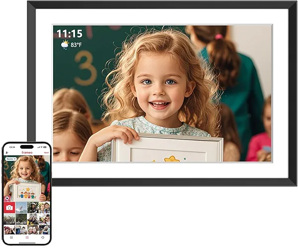 Digital Picture Frame with 10 Inch 1280x800 HD IPS Touch Screen, WiFi Digital Photo Frame with Built-in 32GB Memory Support 1TB, Auto-Rotate and Wall-Mountable, Remotely Send Photos/Videos via Frameo