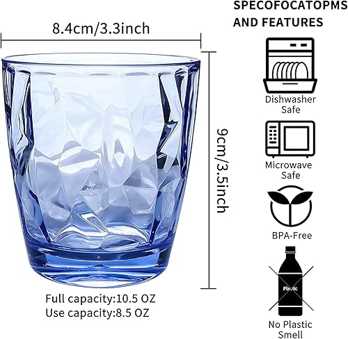 Miniatura 7 de Topsky Vasos de agua de plástico de 10 onzas  Juego de 4 vasos transparentes irrompibles de acrílico transparente reutilizable para jugo para fiesta