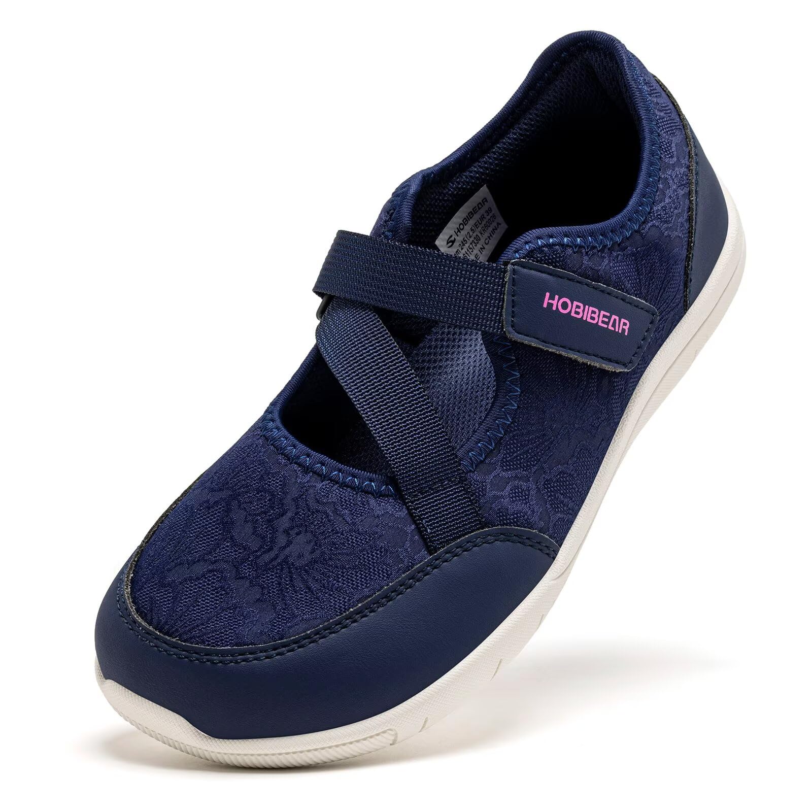 HOBIBEAR Zapatos Mary Jane Barefoot para Mujer Puntera Ancha Suela Zero Drop Diseño Minimalista Cierre de Ajustable Zapatos para Caminar