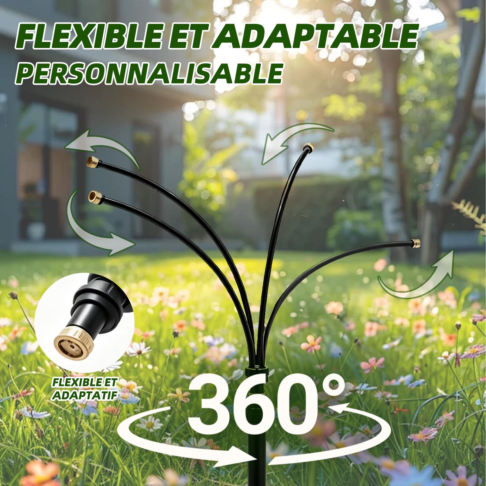 Système de brumisation autonome 10m – Terrasse & Jardin. Refroidissement efficace pour personnes, animaux et plantes. Idéal piscine et barbecue.