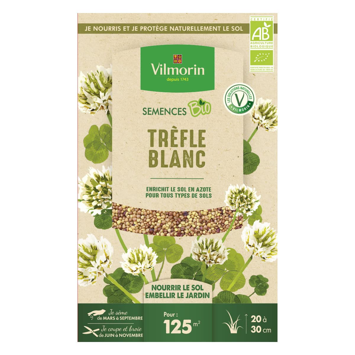 Vilmorin Graines de Trefle Blanc BIO 375 g