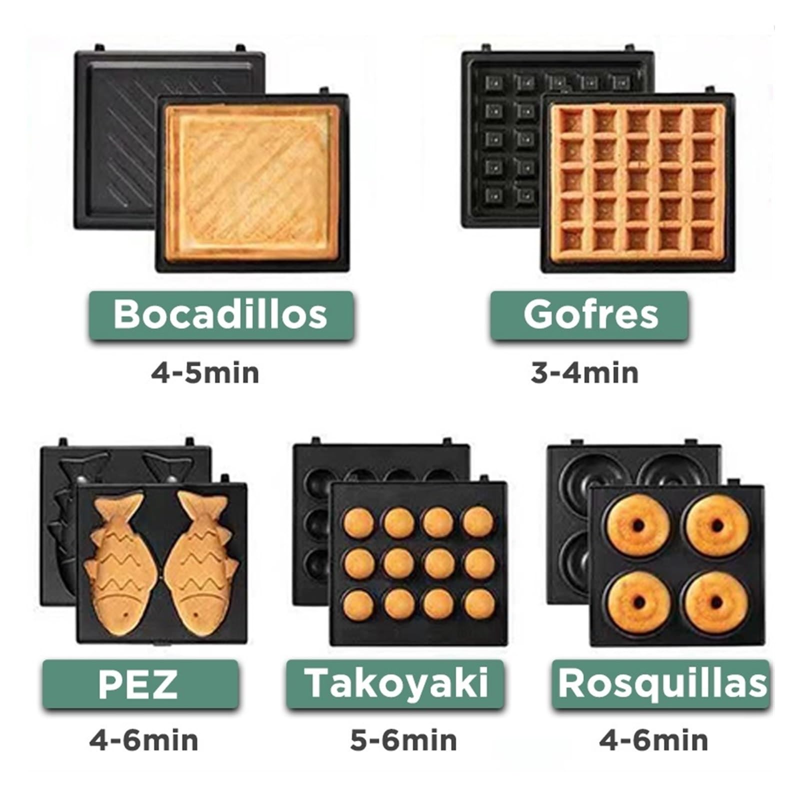 Sandwichera 3 In 1 Tostadora Elettrica Waffle Maker Desayuno Pancake Ciambella Uovo Pesce Torta Horno Eléctrico Riscaldamento Rapido E Uniforme(White,2)