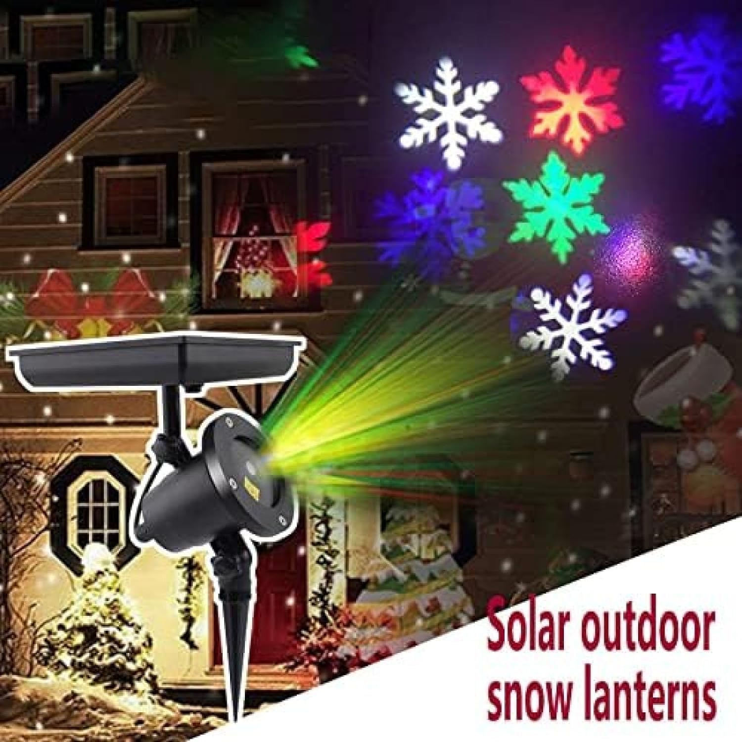 Proyector de copos de nieve de Navidad con energía solar luces para exteriores IP64 impermeable proyector de luz LED proyector de copos de nieve en movimiento lámpara para jardín decoración para