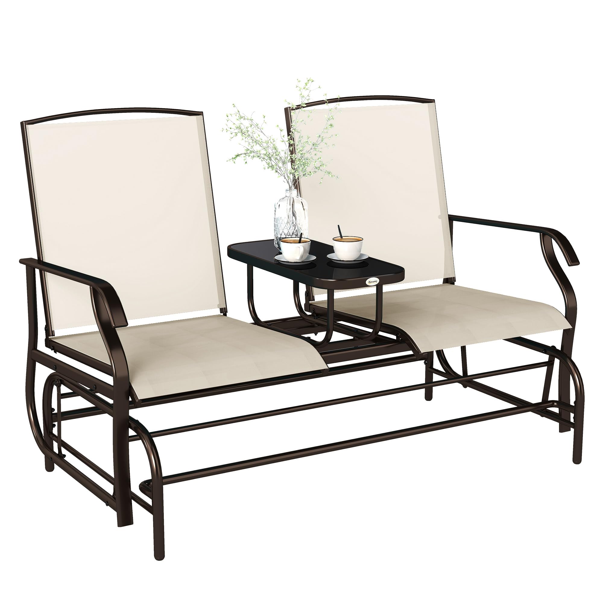 Amazon.com : Outsunny Outdoor Glider Bench with Center Table
