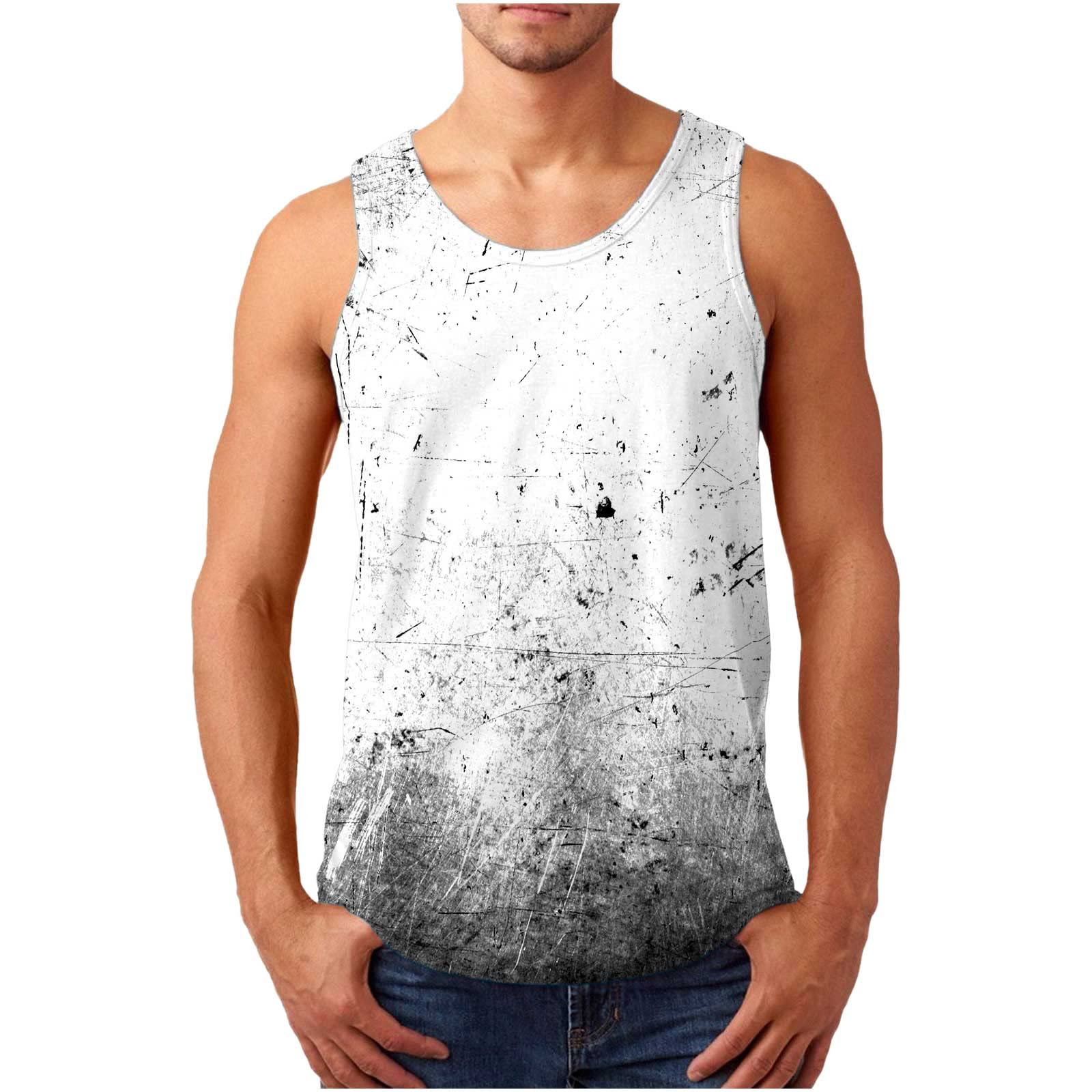 Tank Top Men 3D Printed Sports and Leisure Vest Sleeveless Pullover Slim Fit Vest Blouses