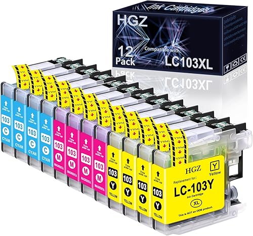 HGZ LC103XL - Cartucho de tinta de color compatible con LC103 LC103XL trabajado para MFC J870DW J450DW J470DW J650DW J4410DW J4510DW J4710DW J6720