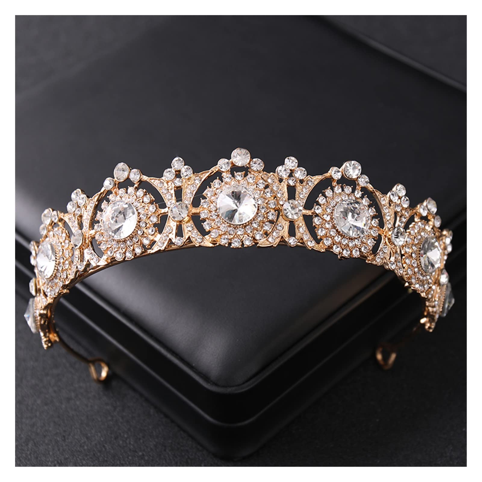 Kryształ w kolorze srebrnym Rhinestone Princess Prom Korony i tiary Diadem Pałąk dla kobiet Akcesoria do włosów dla panny młodej Biżuteria Tiara (kolor metalu: srebrny)