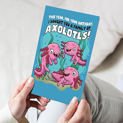 Miniatura 2 de Crazy Dog T-Shirts Axolotyl - Tarjeta de cumpleaños divertida de animales marinos enojados, regalo perfecto para cumpleaños para amantes de los