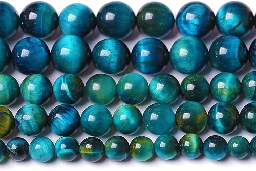 45 cuentas de piedra de ojo de tigre azul pavo real, espaciador de cristal natural, cuentas sueltas para hacer joyas, pulseras de bricolaje, energía