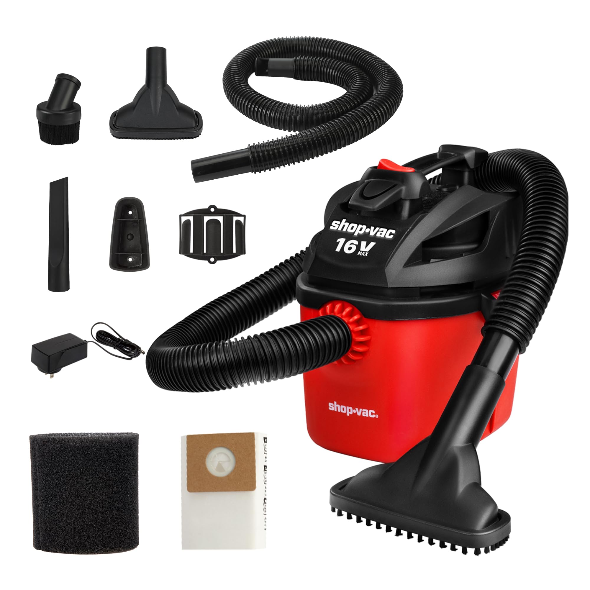 shop-vac 5430029 cordless 1 gallon wet/dry vacuum, 1.25 inch diameter x 4 foot hose, ideal for jobsite, garage & workshop