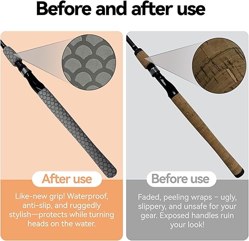 Miniatura 2 de Varilla retráctil con patrón de escamas de peces para hockey, béisbol, fácil de instalar, de larga duración (1.378 in de diámetro x 5.2 ft de largo,