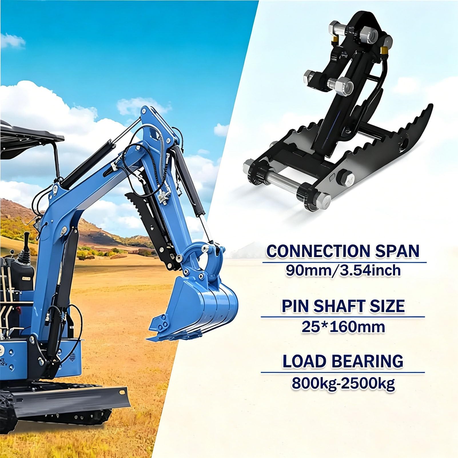 Accesorio de Repuesto de Acero Reforzado para miniexcavadora Three-HoleThumbClip | Pinza hidráulica con mangueras y tornillos, compatible con proyectos de dragado