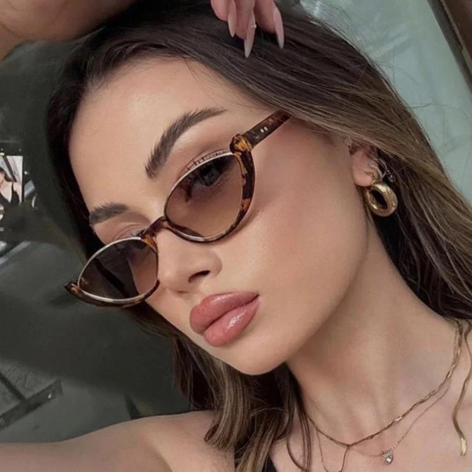 Gafas de sol con protección UV400 | Ojo de gato pequeño ovalado | Para hombre y mujer, ideal para deportes al aire libre y conducción