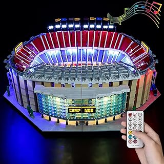 T-Club LED Light Kit for Lego Camp NOU - FC Barcelona, Lighting Kit Compatible with Lego 10284 ( Only Led Light, Building Block Model not Included) (RC with Sounds)