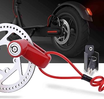 GYL JUNHAO Anti-Theft Steel Wire Lock Disc Brake Wheel Lock Set Replacement for Xiaomi M365 Electric Scooter Accessory Wheels Locker with Reminder Rope